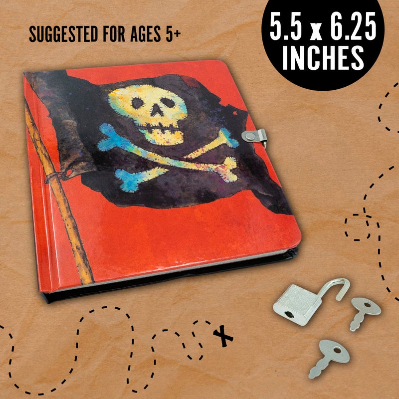 Peaceable Kingdom Pirates 6.25" Lock and Key, Lined Page Diary for Kids - Image 5